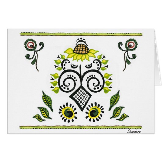 Sunflower Folk Pattern by Alexandra Cook Cards (Front Horizontal)