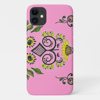 Sunflower Folk Pattern by Alexandra Cook iPhone 11 Case