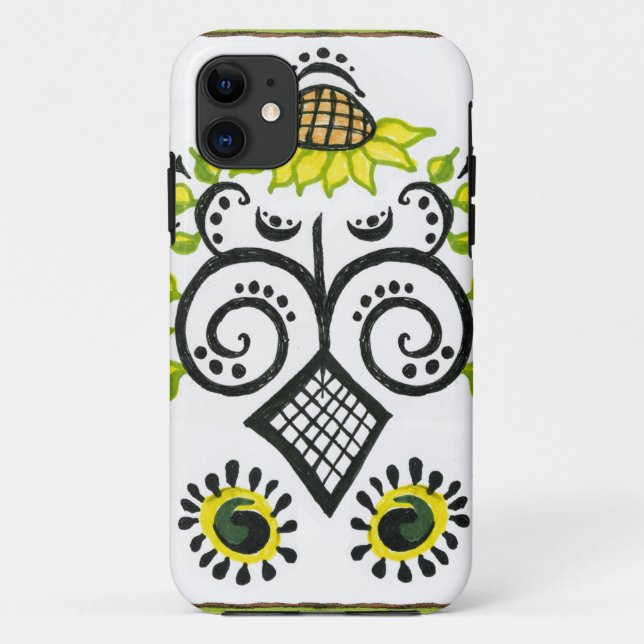 Sunflower Folk Pattern by Alexandra Cook Case-Mate iPhone Case (Back)