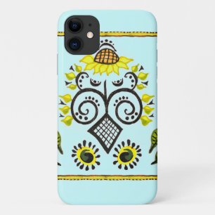 Sunflower Folk Pattern by Alexandra Cook iPhone 11 Case
