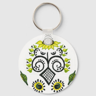 Sunflower Folk Pattern by Alexandra Cook Keychain