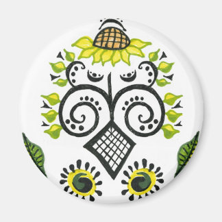 Sunflower Folk Pattern by Alexandra Cook Magnet