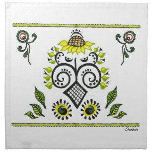 Sunflower Folk Pattern by Alexandra Cook Napkin