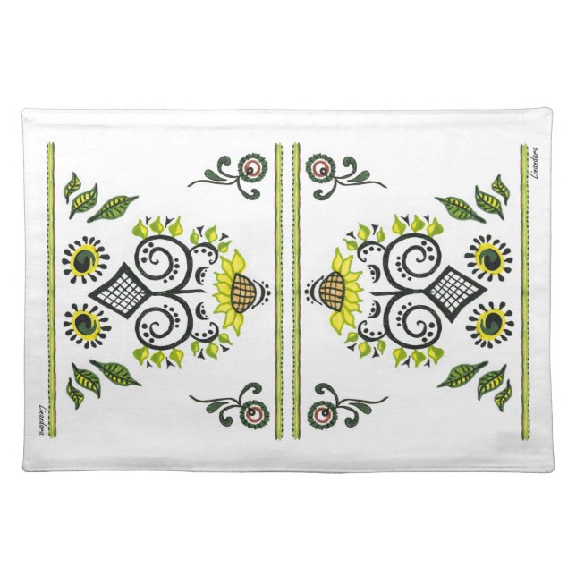 Sunflower Folk Pattern by Alexandra Cook Placemat (Front)