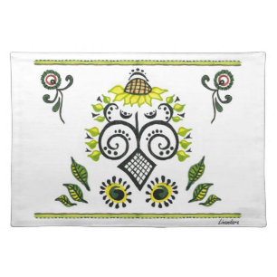 Sunflower Folk Pattern by Alexandra Cook Placemat