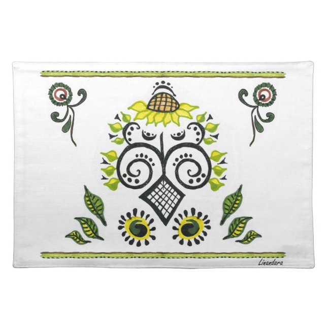 Sunflower Folk Pattern by Alexandra Cook Placemat (Front)