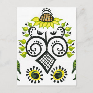 Sunflower Folk Pattern by Alexandra Cook Postcard