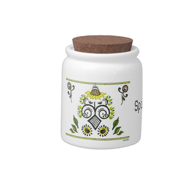 Sunflower Folk Pattern Jar (Left)