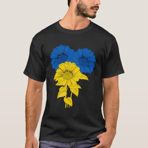 Sunflower For Peace In Ukraine Ukrainian Flag T_Shirt