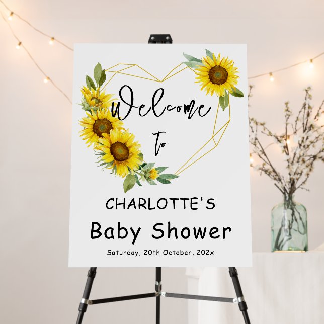 Sunflower Frame Baby Shower Welcome Sign (In Situ (Stand))