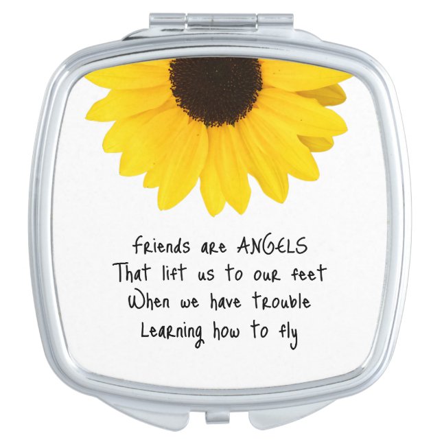 Sunflower Friends Are Angels Saying Compact Mirror (Front)