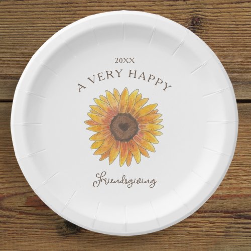 Sunflower Friendsgiving Thanksgiving Dessert Paper Plates