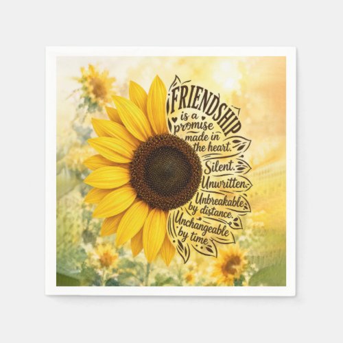 Sunflower Friendship Quote Napkins