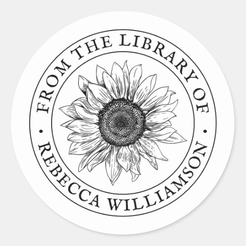 Sunflower From the Library Custom Name Bookplate