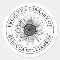 Sunflower From the Library Custom Name Bookplate