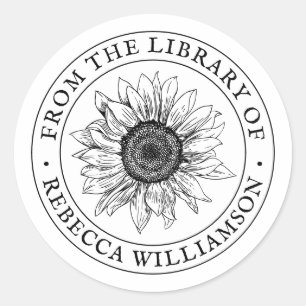 Sunflower From the Library Custom Name Bookplate