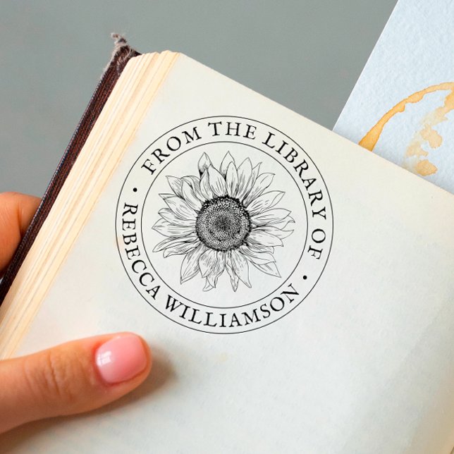 Sunflower From the Library of Custom Name Book Self-inking Stamp (Creator Uploaded)