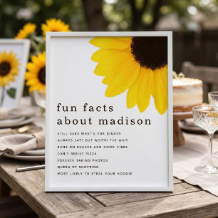 Sunflower Fun Facts 18th Birthday Party Poster