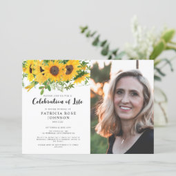 Sunflower Funeral Celebration of Life Photo Invitation | Zazzle