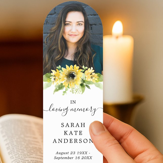 Sunflower Funeral In Loving Memory Poem Bookmark (Creator Uploaded)