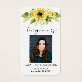 Sunflower Funeral In Loving Memory Poem Card | Zazzle