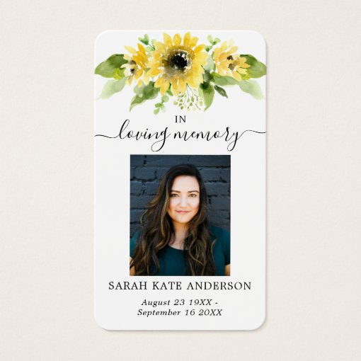 Sunflower Funeral In Loving Memory Poem Card | Zazzle