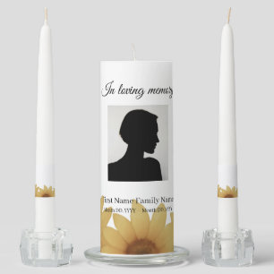 Sunflower funeral memorial pillar/ taper unity candle set