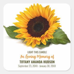 Sunflower Funeral Memorial Square Sticker