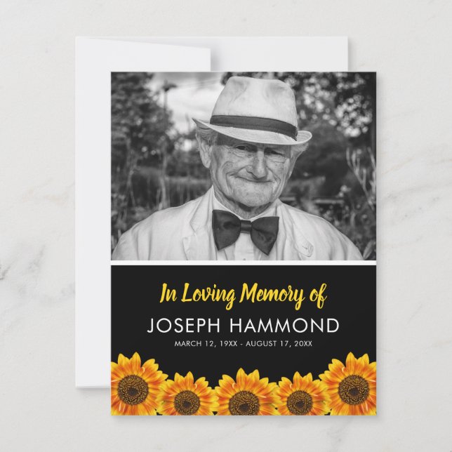 Sunflower Funeral Order of Service | Thank You (Front)