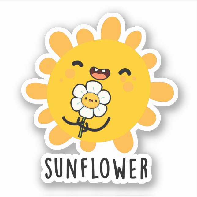 Sunflower Funny Sun And Flower Pun Sticker (Front)