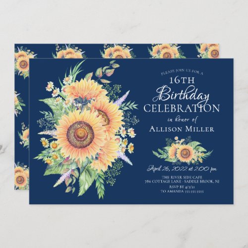 Sunflower Garden 16th Birthday  Invitation