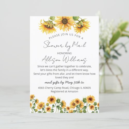 Sunflower Garden Baby Shower By Mail  Invitation