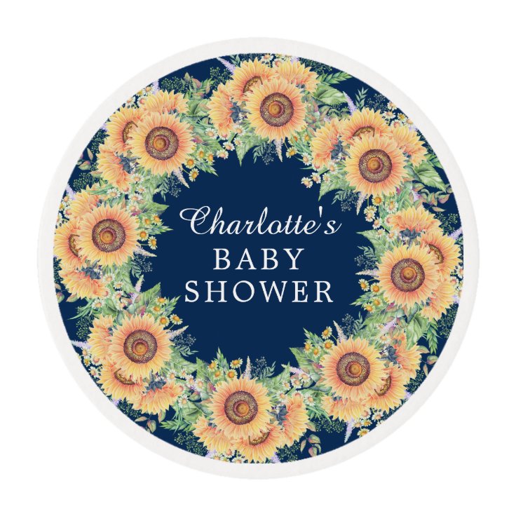 Sunflower Garden Baby Shower Edible Frosting Roun Edible Frosting