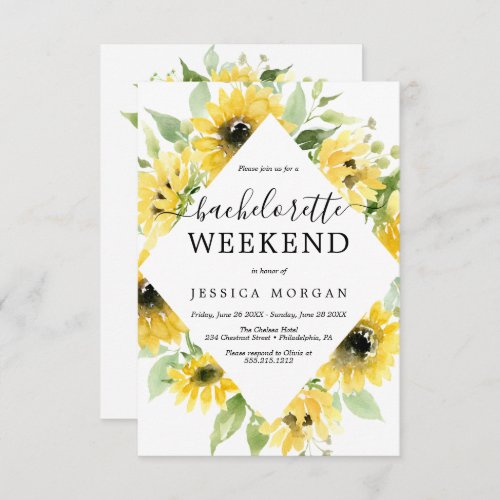 Sunflower Garden Bachelorette Party Invite Card