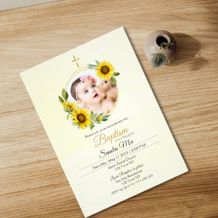 Sunflower Garden Baptism Invitation