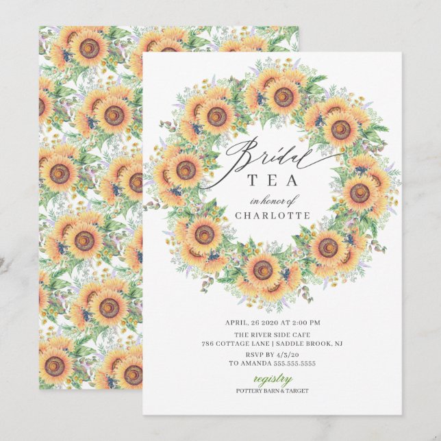 Sunflower Garden Bridal Shower Tea Invitation (Front/Back)