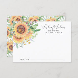 Sunflower Garden Bride Words of Wisdom Card
