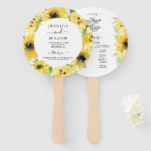 Sunflower Garden Circle Wedding Fan Program