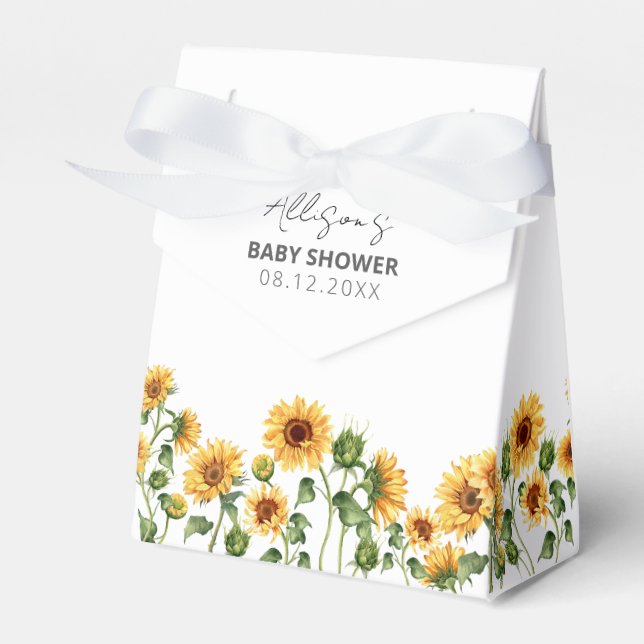 Sunflower Garden Floral Baby Shower Favor Boxes (Front Side)
