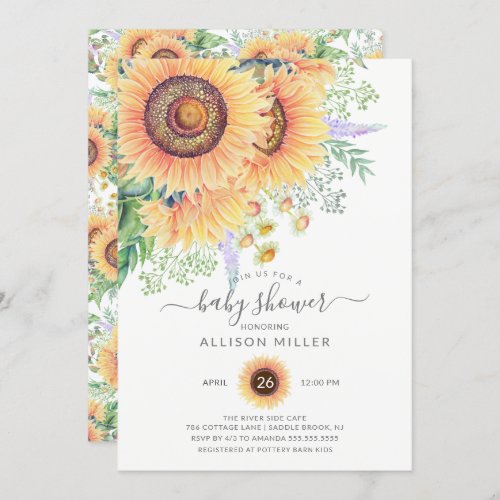 Sunflower Garden Floral Baby Shower  Invitation