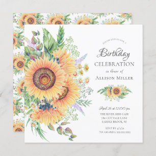 Sunflower Garden Floral Birthday Invitation