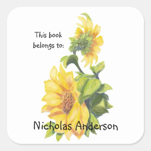 Sunflower Garden Flower art Nature Bookplate