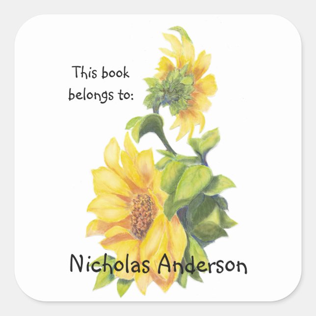 Sunflower Garden Flower art Nature Bookplate (Front)