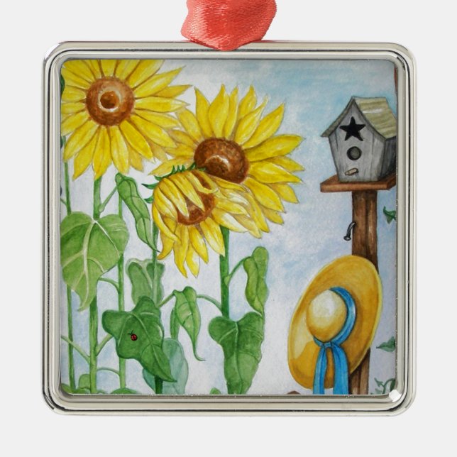 Sunflower Garden Metal Ornament (Front)