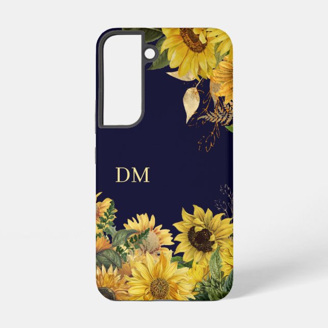 Sunflower Garden Monogram Samsung Galaxy Case (Back)