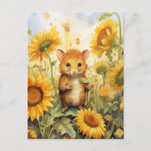 Sunflower Garden Mouse 17 of 17  Postcard