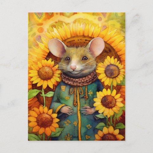 Sunflower Garden Mouse 1 of 17  Postcard