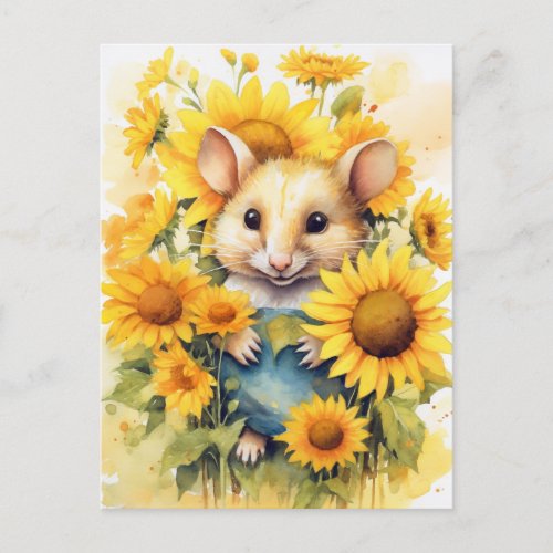 Sunflower Garden Mouse 7 of 17 Postcard
