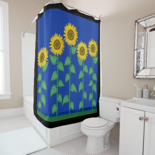 Sunflower Garden on True Blue Sky Shower Curtain