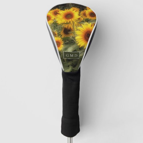 Sunflower Garden Photo Monogram Golf Head Cover